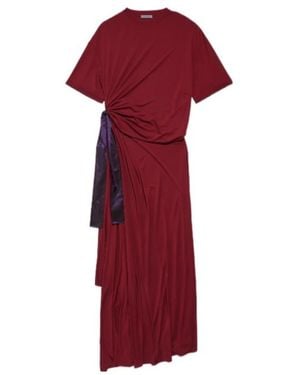 Balenciaga Bow-Detail Draped Maxi Dress - Red