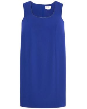 Marina Rinaldi Rhinestone-Adorned Cady Dress - Blue