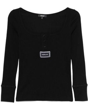 Versace Ribbed Lingerie Top - Black