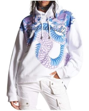 DSquared² Graphic-Print Cotton Hoodie - Blue