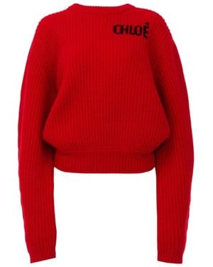 Chloé Rd Ls Logo Jumper - Red
