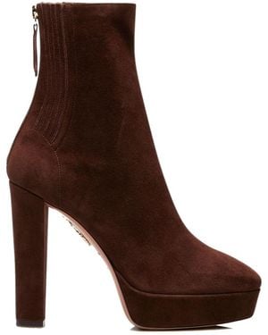 Aquazzura Round-Toe Heeled Ankle Boots - Brown