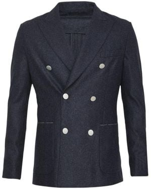 Tonello Double-Breasted Flannel Jacket - Blue