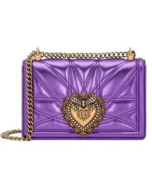 Dolce & Gabbana Devotion Matelassé Shoulder Bag - Purple