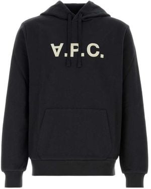 A.P.C. Logo-Detailed Hoodie - Blue