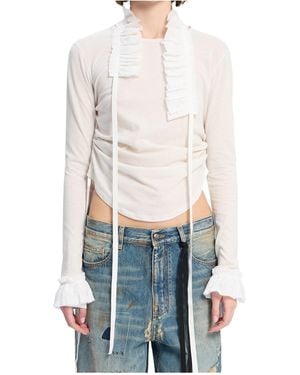 Ann Demeulemeester Long-Sleeve Pleated Top - White