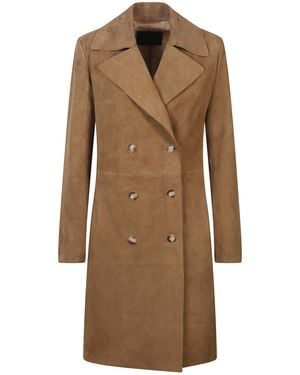 Dondup Double-Breasted Suede Coat - Brown