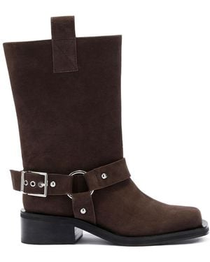 Ganni Mid Shaft Biker Boot - Brown