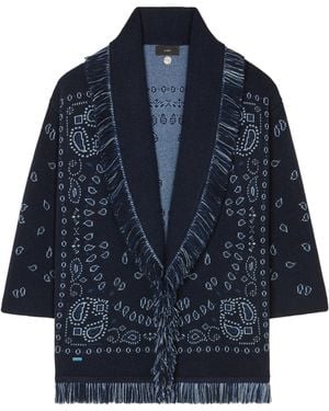 Alanui Paisley-Jacquard Fringe Coat - Blue