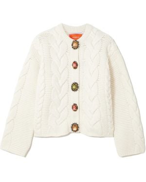 La DoubleJ Icon Portrait Blended Cardigan - White