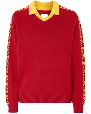 Aimé Leon Dore Ribbed-Knit Cotton Polo Jumper - Red