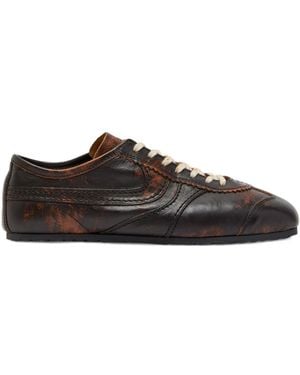Dries Van Noten Dustin Panelled Leather Trainers - Brown