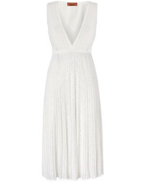 Missoni V-Neck Midi Dress - White