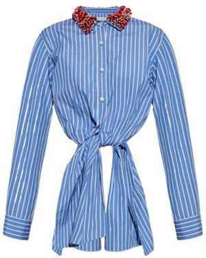 Dries Van Noten Calbero Striped Long-Sleeved Shirt - Blue