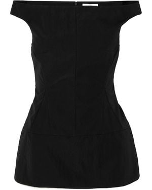 Tibi Schema Off-The-Shoulder Canvas Top - Black
