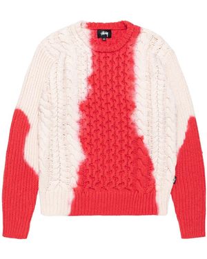 Stussy Round-Neck And Long-Sleeved Sweater - Red