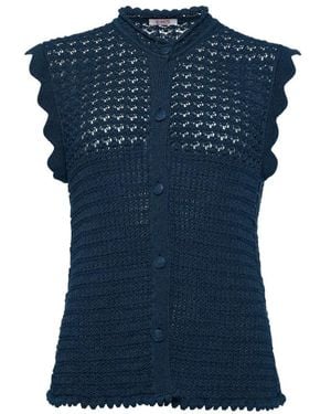 Eres Highneck Lace Top - Blue