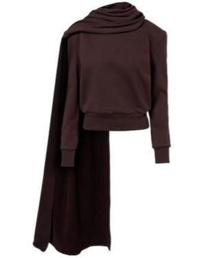 Magda Butrym Draped Scarf-Detail Cotton Sweatshirt - Multicolor