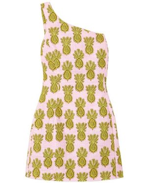 La DoubleJ One-Shoulder Printed Mini Dress - Metallic
