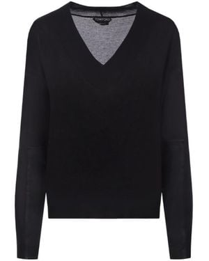 Tom Ford V-Neck Knitted Pullover - Black