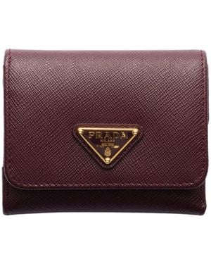 Prada Small Saffiano Leather Wallet - Purple