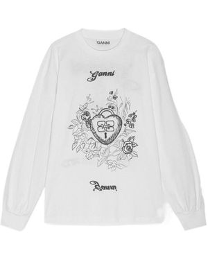 Ganni Re-Cut Heavy Long Sleeve T-Shirt - White