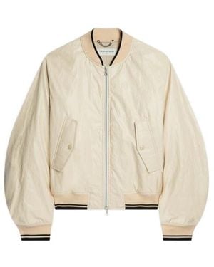 Dries Van Noten Zip-Detailing Coated Bomber Jacket - Natural