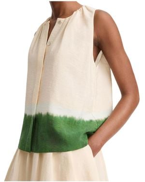 Vince Dip-Dye Sleeveless A-Line Top - Green