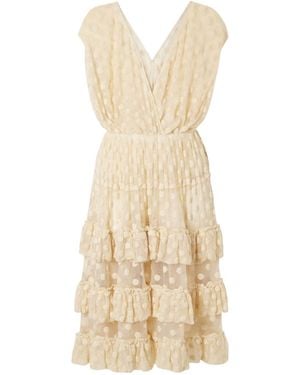 Dries Van Noten Ruffled Polka-Dot Cotton-Blend Mesh Midi Dress - Natural