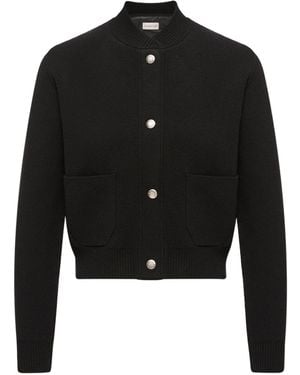 Moncler Wool Cashmere Blend Padded Cardigan - Black