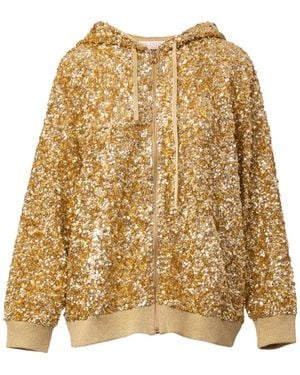 Valentino Sequin Embellished Zip-Up Hoodie - Natural