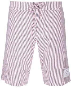 Thom Browne Striped Drawstring Swimming Shorts - Red
