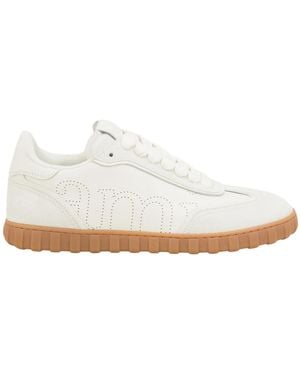 Ami Paris Step Perforated-Logo Leather Sneakers - White
