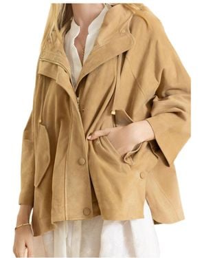 Eleventy Hooded Buttoned Jacket - Natural
