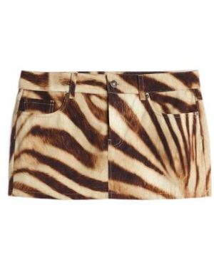 7 For All Mankind Short Zebra-Print Skirt - Natural
