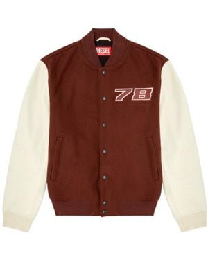 DIESEL Wool-Blend Varsity Jacket - Brown