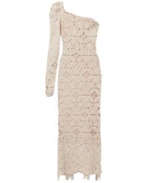 FARM Rio One-Shoulder Floral Crochet Cotton Midi Dress - White