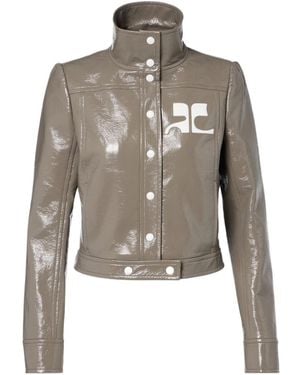 Courreges Logo Cropped Jacket - Gray