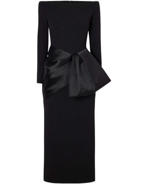 Solace London Satin And Crepe Midi Dress - Black