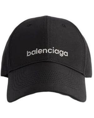Balenciaga Logo Embroidered Baseball Cap - Black