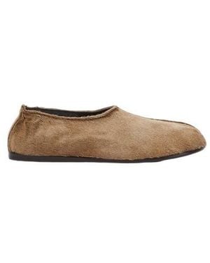 Lemaire Calf-Hair Slip-On Shoes - Brown