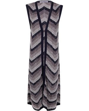 D.exterior Degradé Long Knit Cardigan - Black