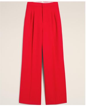 Ami Paris High-Waist Wide-Leg Trousers - Red