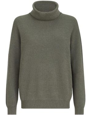 Brunello Cucinelli Cashmere English Rib Turtleneck Jumper With Monili - Green