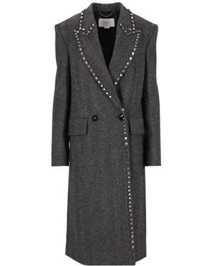 Stella McCartney Embellished Herringbone Coat - Black
