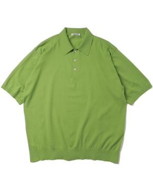 AURALEE Short-Sleeved Knit Polo Shirt - Green