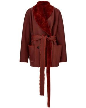 Ferragamo Double-Breasted Coat - Red