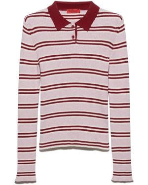 MAX&Co. Striped Polo-Neck Sweater - Red