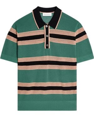 Dries Van Noten Perforated Mercy Stripe Polo Shirt - Green