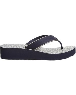 Tommy Hilfiger Th Monogram Wedge Heel Flip-Flops - Blue